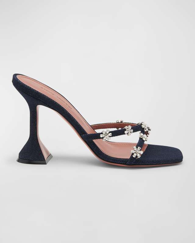 Lily Denim Crisscross Slide Sandals